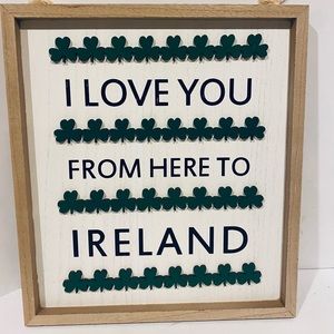 St Patrick’s Day Home Decor Wooden Sign Clovers Ireland 15x14”